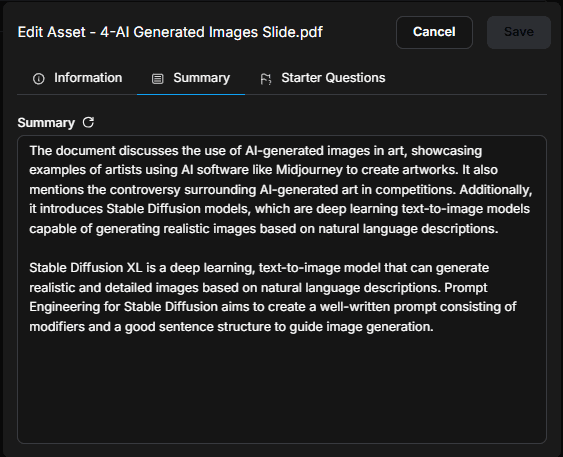 Edit Asset - Summary