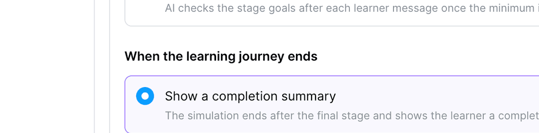 When the learning journey ends choice cards