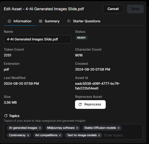 Edit Asset - Information