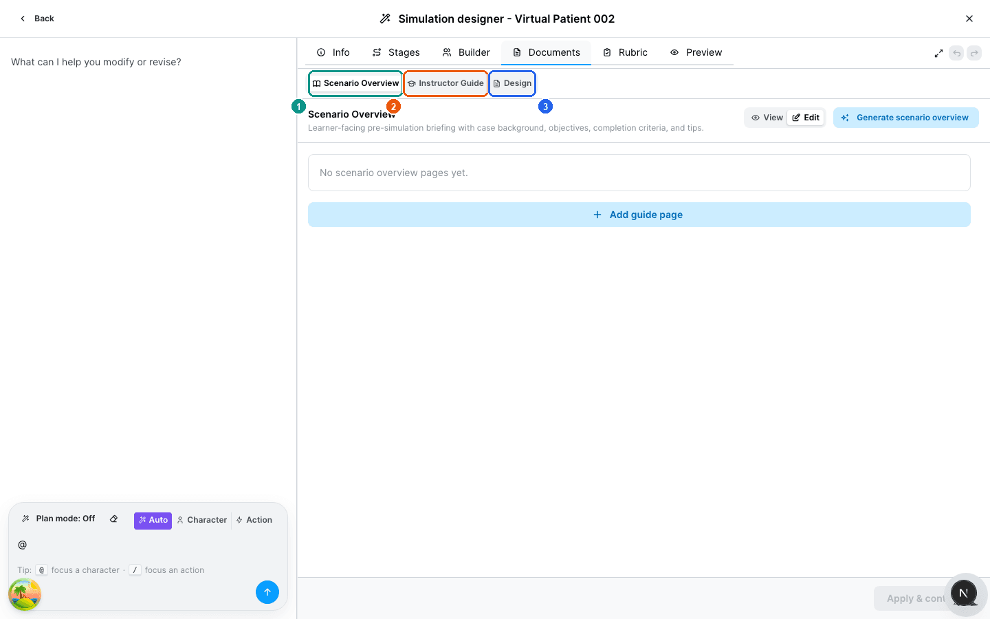 Documents — three sub-tabs