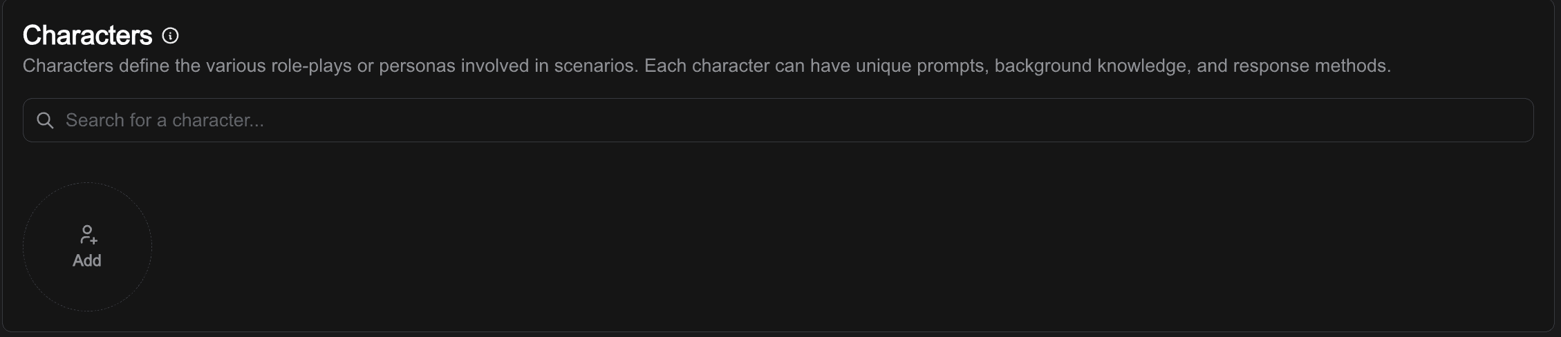 Characters Section