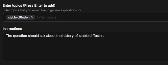 Enter Topics and Instructions