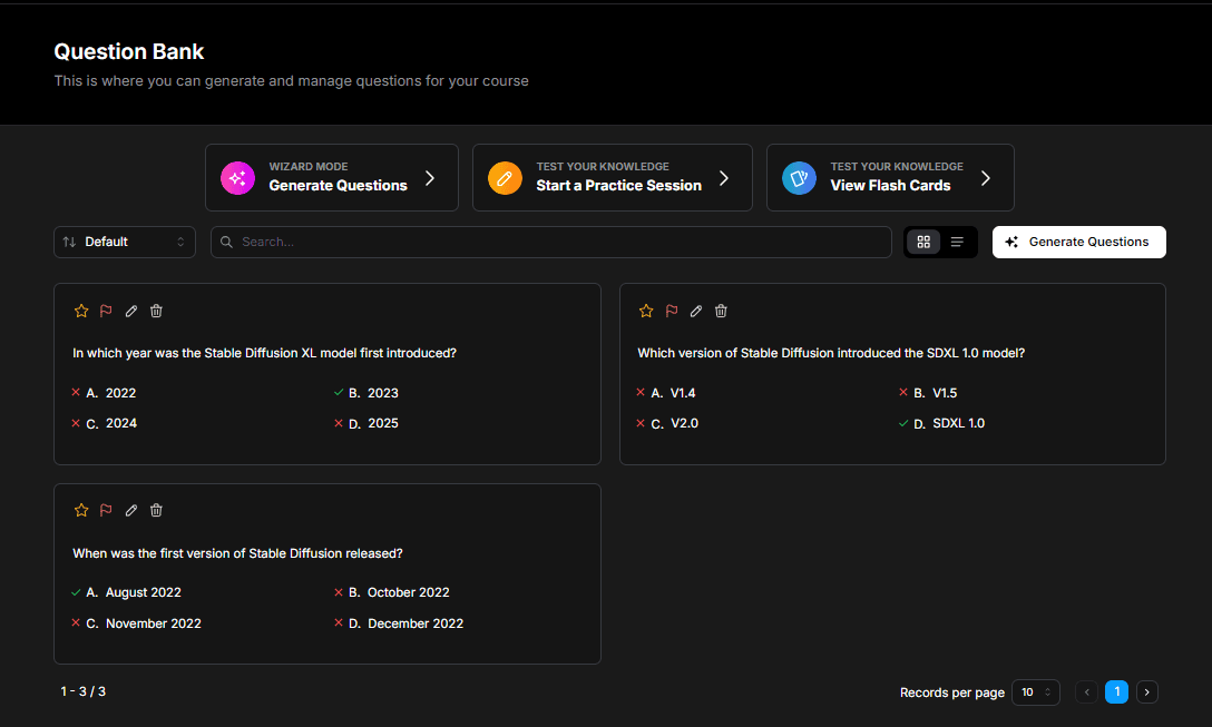 Question Bank - Generated Questions