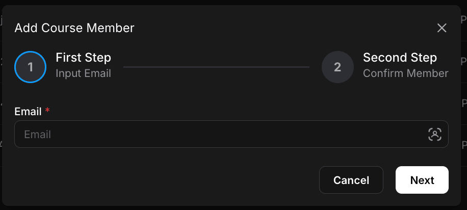 Add Course Member - First Step