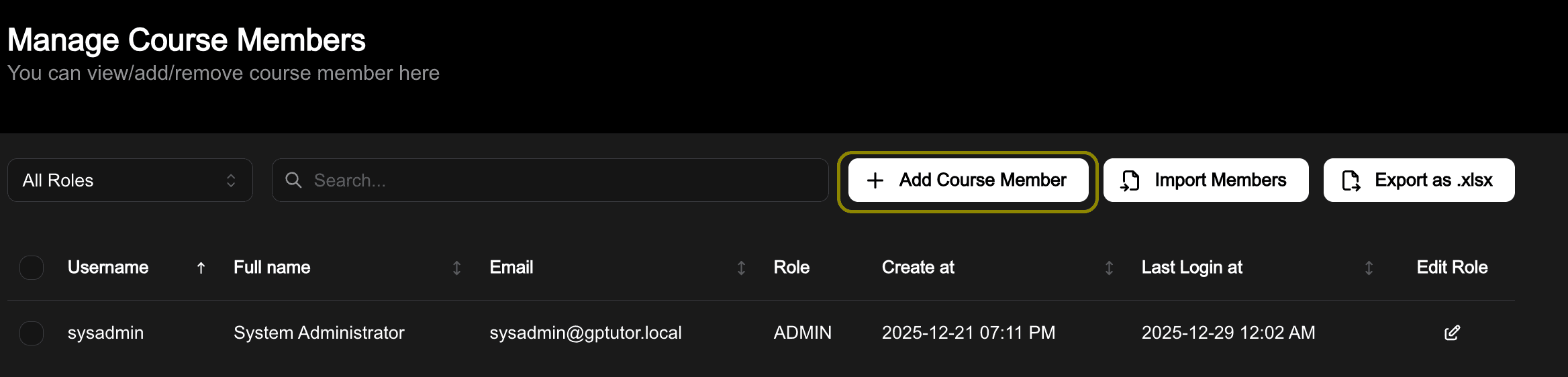 Manage Course Members