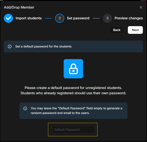 Set Default Password