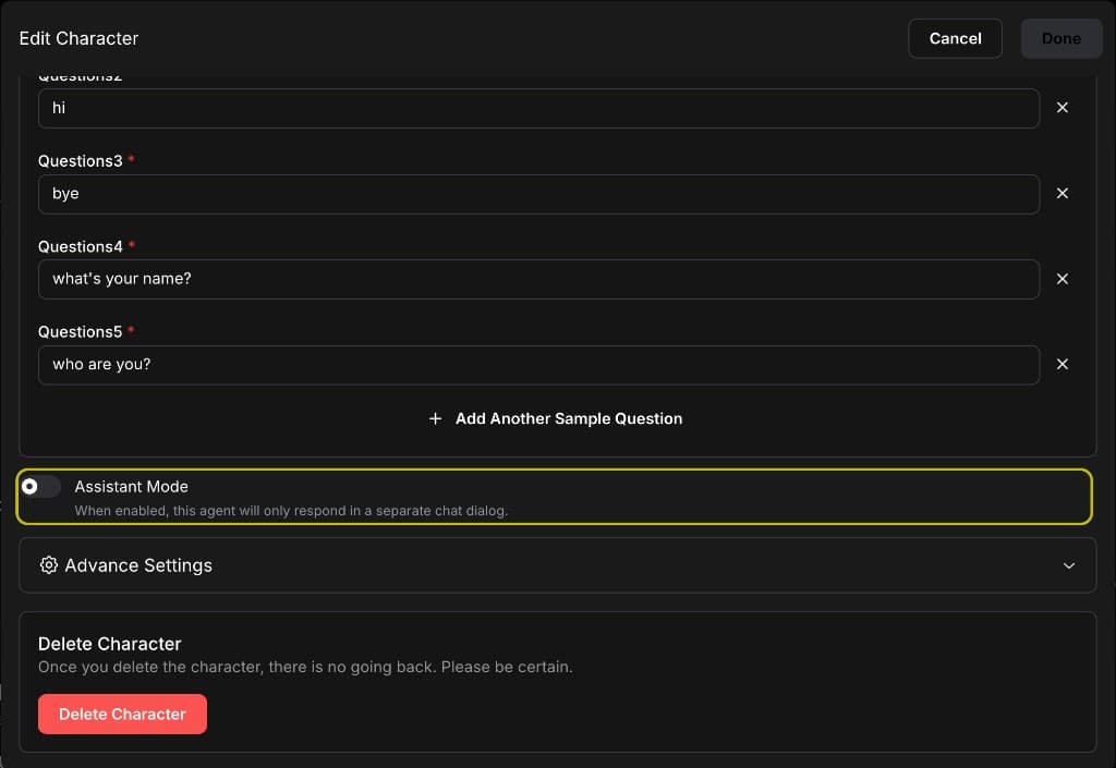 Assistant Mode setting